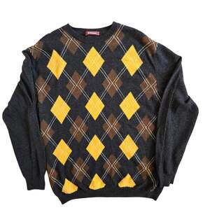 Burlington Mens British Heritage Merino Wool Sweater Argyle Academia XL Size 54